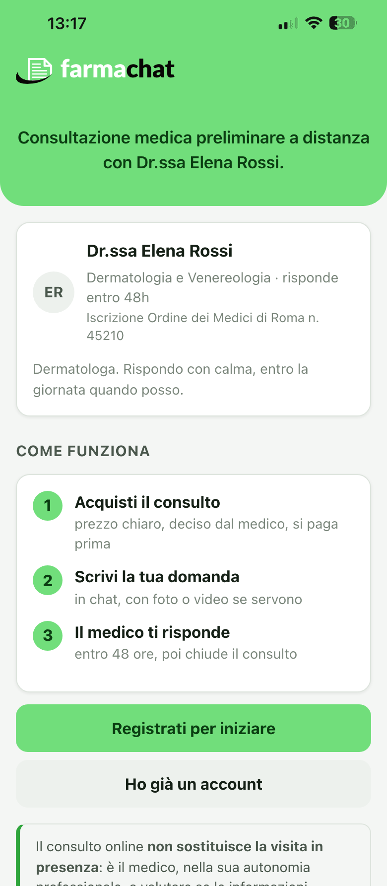 La pagina personale del medico