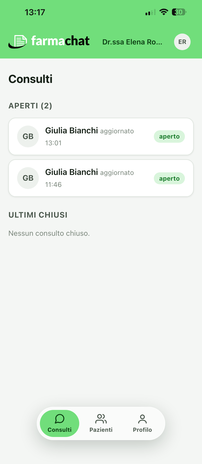 La dashboard del medico